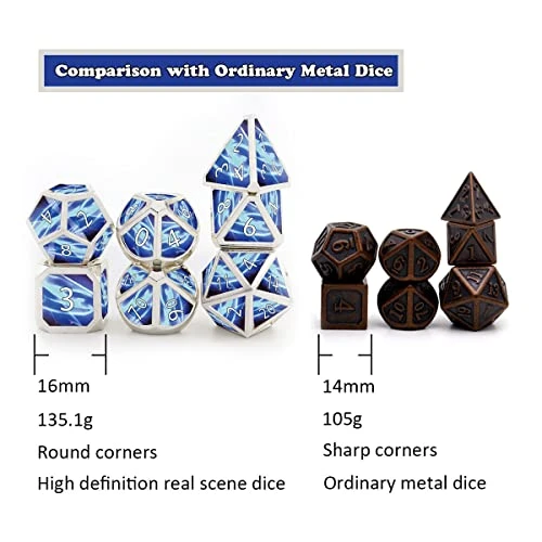 Haxtec Metal DND Dice Set Cold Snap Real Scene Silver Blue Purple Polyhedral Dice W/PU Leather Dragon Eye Dice Bag For TTRPG D&D 5e Spell Dungeons And Dragons Gifts Role Playing Games 6 Haxtec Metal DND Dice Set Cold Snap Real Scene Silver Blue Purple Polyhedral Dice W/PU Leather Dragon Eye Dice Bag For TTRPG D&D 5e Spell Dungeons And Dragons Gifts Role Playing Games - Image 4