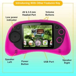 Handheld Portable Digital Screen 200 Preloaded Games , 2.7” Color Display Pink -Folkmanis Toys Shop 51llgmGKwIL