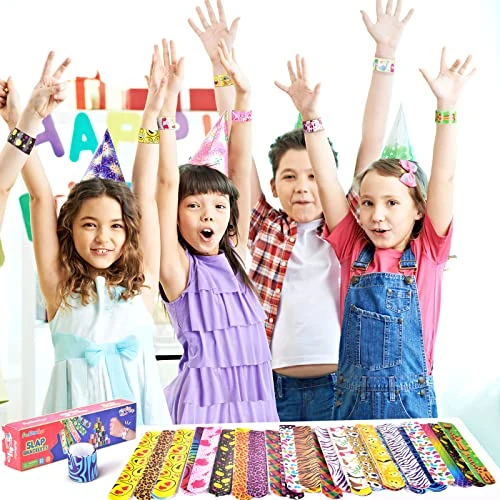 FUN LITTLE TOYS 72PCS Slap Bracelets For Kids, Party Favors Trinket Colorful Hearts Animal Print Design Retro Slap Bands Kid Birthday Gifts Prizes Treasure Box Goodies Pinata Fillers Classroom Rewards 6 FUN LITTLE TOYS 72PCS Slap Bracelets For Kids, Party Favors Trinket Colorful Hearts Animal Print Design Retro Slap Bands Kid Birthday Gifts Prizes Treasure Box Goodies Pinata Fillers Classroom Rewards - Image 4
