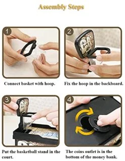 NEXTAKE Coin Shooting Money Bank, Basketball Shooting Coin Bank Fun Coin Shooting Piggy Bank Basketball Court Money Box Desktop Game Toy Decoration (Basketball) -Folkmanis Toys Shop 51luTw1bU3L