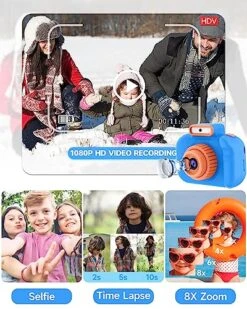 Kids Camera For Girls Boys,Upgraded 40MP Selfie Digital Dual Camera,1080P HD 2.0'' Screen Anti-Drop, For 3 4 5 6 7 8 Years Old Girls Toddler,Christmas Birthday Gifts For Kids,32GB SD Card(Blue) -Folkmanis Toys Shop 51m9mcGjKBL