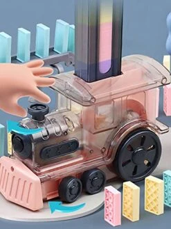 HOTBEST 80 Pcs Upgrade Domino Train Set ElectricDominos Train Blocks Set With Light Sound Steam Function Reusable Automatic Domino Brick Laying Toy Train Educational Game For Kids (Pink) 10 HOTBEST 80 Pcs Upgrade Domino Train Set ElectricDominos Train Blocks Set With Light Sound Steam Function Reusable Automatic Domino Brick Laying Toy Train Educational Game For Kids (Pink) -Folkmanis Toys Shop 51mG4VDRNuL