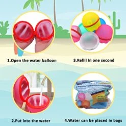 Reusable Water Balloons Quick Fill Self Sealing, 6 Pack Magnetic Refillable Water Bomb Splash Balls For Kids Outside Backyard Water Fight Fun Games Summer Beach Swimming Pool Party Supplies -Folkmanis Toys Shop 51mG5yYYBHL