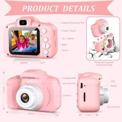 Tyseoome Kids Camera Toys For 3 4 5 6 7 8 9 10 11 12 Year Old Girls,Selfie Camera For Kids Christmas Birthday Festival Gift For Kids Upgrade Digital Camera With 32GB SD Card -Folkmanis Toys Shop 51mKnu8LtpL