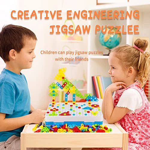 Haifeng 224 Pieces Creative Mosaic Drill Set For Kids, DIY Drill Puzzle Educational Toys, STEM Engineering Building Blocks Learning Kit, Kids Fun Activity Center For 3 4 5 6 7 8 9 10 Year Old 4 Haifeng 224 Pieces Creative Mosaic Drill Set For Kids, DIY Drill Puzzle Educational Toys, STEM Engineering Building Blocks Learning Kit, Kids Fun Activity Center For 3 4 5 6 7 8 9 10 Year Old - Image 2