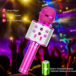 HL Audio Christmas Toys Kids Girls Karaoke Microphone, Wireless Bluetooth Karaoke Microphone For Kids Girls, Singing Toys For 3-12 Year Old, Kids Girls Microphone For Singing (Pink) 12 HL Audio Christmas Toys Kids Girls Karaoke Microphone, Wireless Bluetooth Karaoke Microphone For Kids Girls, Singing Toys For 3-12 Year Old, Kids Girls Microphone For Singing (Pink) -Folkmanis Toys Shop 51mP8V1XsJL