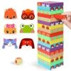 Lewo Colored Stacking Game Wooden Building BlocksTower Board Games For Kids Adults 54 Pieces (Colorful Stacking Gane) -Folkmanis Toys Shop 51mSbQSudGL