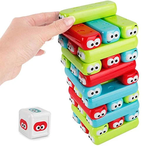 Wonuu Tumbling Timbers Block Wooden Stacking Game Colored Cartoon Plastic Building Blocks Board Educational Toy Games 4 Wonuu Tumbling Timbers Block Wooden Stacking Game Colored Cartoon Plastic Building Blocks Board Educational Toy Games - Image 2