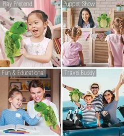 DolliBu Sea Turtle Hand Puppet - Super Soft Plush Stuffed Animal Hand Puppets For Kids, Cute Educational Turtle Hand Puppets For Adults, Teaching Story Telling Puppet Show Theater Games - 10 Inches -Folkmanis Toys Shop 51mbJfWALIS