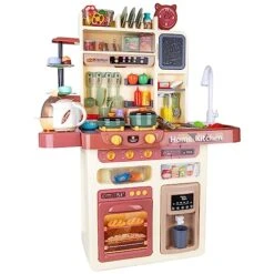 Play Kitchen Playset Pretend Food - Kitchen Toys For Toddlers, Toy Accessories Toddler Set W/Real Sounds And Light, Toddler Outdoor Playset For Kids, Girls & Boys