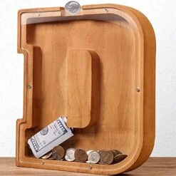 Wooden Letter Piggy Bank For Kids Boys Girls Large 26 Alphabet Money Bank Personalized Custom Name Transparent Saving Coin Bank, Perfect Christmas,Birthday Gift For Kids Adults And Home Decoration (C) -Folkmanis Toys Shop 51ml p3FmKL. AC