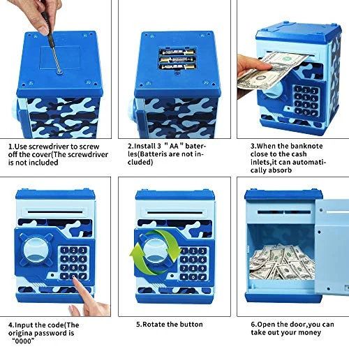 Elemusi Cartoon Electronic Password Mini ATM Piggy Bank Cash Coin Can Auto Scroll Paper Money Saving Box, For Children Kids 6 Elemusi Cartoon Electronic Password Mini ATM Piggy Bank Cash Coin Can Auto Scroll Paper Money Saving Box, For Children Kids - Image 4