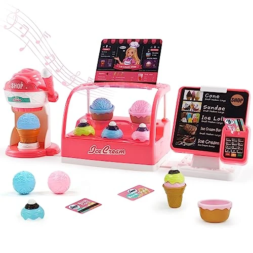 Pretend Role Play Ice Cream Shop Toy For Boys And Girls With Ice Cream Maker Machine, Cash Register And Fake Ice Creams, Play Food Dessert Set For Kids Age 3 4 5 6 3 Pretend Role Play Ice Cream Shop Toy For Boys And Girls With Ice Cream Maker Machine, Cash Register And Fake Ice Creams, Play Food Dessert Set For Kids Age 3 4 5 6
