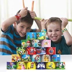 PAS DTS Slap Bracelet - 40pcs Slap Bracelet And 50 Pcs Stickers For Kids Boys & Girls Birthday Party Supplies Favors -Folkmanis Toys Shop 51mtM6bc2BL