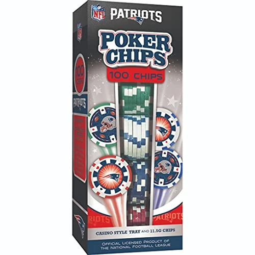 MasterPieces Game Day - NFL New England Patriots - 100 Piece Poker Chip Set, Casino Style 3 MasterPieces Game Day - NFL New England Patriots - 100 Piece Poker Chip Set, Casino Style