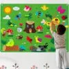 WATINC Insect Teaching Felt Board Story Set 3.5 Ft 45Pcs Preschool Bug Animals Caterpillar Bee Butterfly Dragonfly Storytelling Flannel Early Learning Play Kit Wall Hanging Gift For Toddlers
