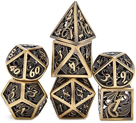 Hollow Metal DND Game Dice Dragon Design Ancient Iron 7Pcs Set For Dungeons And Dragons RPG MTG Table Games D&D Pathfinder Shadowrun And Math Teaching (with Metal Case) 9 Hollow Metal DND Game Dice Dragon Design Ancient Iron 7Pcs Set For Dungeons And Dragons RPG MTG Table Games D&D Pathfinder Shadowrun And Math Teaching (with Metal Case) - Image 7