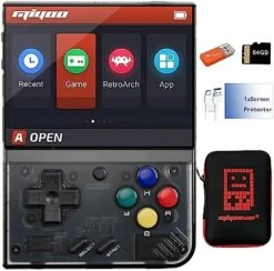 Miyoo Mini Plus Handheld Game Console 3.5 Inch Classic System Retro Video Games Consoles Portable Rechargeable Hand Held 64G With Case (Black) -Folkmanis Toys Shop 51myhJXA7tL. AC