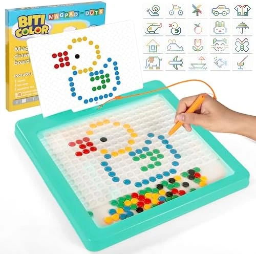 Biticolor Magnetic Drawing Board For Kids Magnetic Dot Art Doodle Board With Magnetic Pen And Beads For Toddlers Montessori Preschool Toy Travel Toys For Kids Ages 3-5 - Green 7 Biticolor Magnetic Drawing Board For Kids Magnetic Dot Art Doodle Board With Magnetic Pen And Beads For Toddlers Montessori Preschool Toy Travel Toys For Kids Ages 3-5 - Green - Image 5