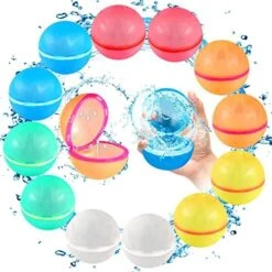 SOPPYCID Reusable Magnetic Water Balloons, 12 Pack Refillable Water Bomb Splash Balls Self Sealing Quick Fill, Latex-Free Silicone Water Toys For Kids Adults Water Games Outside Summer Fun Party -Folkmanis Toys Shop 51nAEN9Ha9L. AC