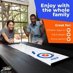 Elite Sportz Equipment Curling Game - Tabletop Games For Adults, Kids & Families - 4 Ft X 1 Ft Mat For Indoor Fun W/Bonus Travel Bag - Ages 6 & Up -Folkmanis Toys Shop 51nBetGoNEL