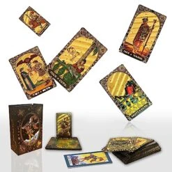 GENERIC MSTICORA Exquisite Gold Foil Tarot Cards,Splendid Classic Tarot Deck， For Beginners & Divination Enthusiasts,78 Gold Foil Cards- Made With PET Material -Folkmanis Toys Shop 51nESD5B5lL