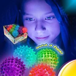 JA-RU Spiky Light Up-Rubber Ball (8 Balls Assorted) Squishy Spike Textured Bouncy Ball With Flashing Led Light. Stress Ball For Kids & Adult. Fidget Therapy Autism Sensory Toys. Dog Chew Toys. 695-8A -Folkmanis Toys Shop 51nTGdL0DfS