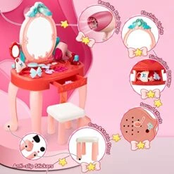 Toddler Vanity Set Kids Toy Vanity Table For Little Girls With Mirror And Stool, Princess Vanity Toys For 2 3 4 5 Year Old Girls Gift -Folkmanis Toys Shop 51nXBeMRCtL