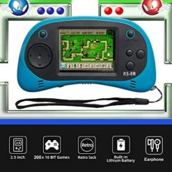 Kids Handheld Game Portable Video Game Player With 200 Games 16 Bit 2.5 Inch Screen Mini Retro Electronic Game Machine ,Best Gift For Child (Blue) -Folkmanis Toys Shop 51nagZOjh3L