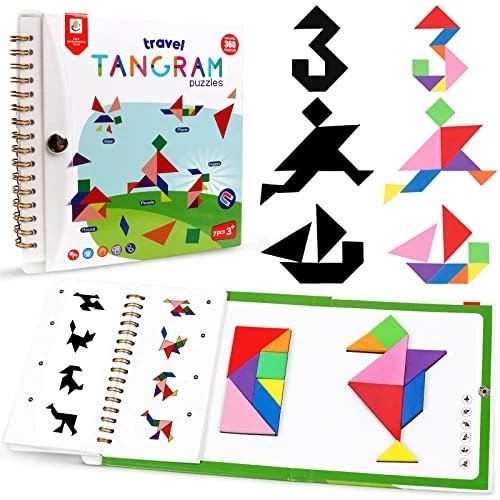 Travel Tangram Puzzle Car Game Magnetic Pattern Blocks Road Airplane Trip Essentials Activities Montessori Educational Toys Brain Teasers Book For Age 4-8 Kids Boys Girls Toddler (368 Solution) 3 Travel Tangram Puzzle Car Game Magnetic Pattern Blocks Road Airplane Trip Essentials Activities Montessori Educational Toys Brain Teasers Book For Age 4-8 Kids Boys Girls Toddler (368 Solution)