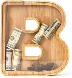 WOOD CITY Letter Piggy Bank For Adults Boys Girls Kids, Wooden 9 Inch Large Personalized Bills And Coins Bank Money Box, Customized Name DIY Creative Gift For Real-Money, Alphabet Decorations (B) 22 WOOD CITY Letter Piggy Bank For Adults Boys Girls Kids, Wooden 9 Inch Large Personalized Bills And Coins Bank Money Box, Customized Name DIY Creative Gift For Real-Money, Alphabet Decorations (B) -Folkmanis Toys Shop 51nbSHuHQuL. AC