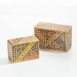 Warashibe Wooden Secret Puzzle Box, 4 Sun 12 Steps, Japan Made, With Original Gift Box