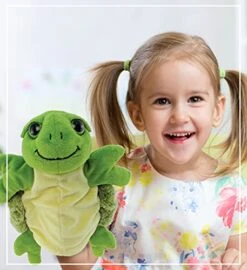 DolliBu Sea Turtle Hand Puppet - Super Soft Plush Stuffed Animal Hand Puppets For Kids, Cute Educational Turtle Hand Puppets For Adults, Teaching Story Telling Puppet Show Theater Games - 10 Inches -Folkmanis Toys Shop 51nfRenhWfS