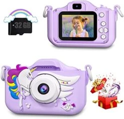 CIMELR Kids Camera Toys For 3-12 Year Old Boys/Girls, Kids Digital Camera For Toddler With 1080P Video, Chritmas Birthday Festival Gifts For Kids, Selfie Camera For Kids, 32GB SD Card(Pink) -Folkmanis Toys Shop 51noKziqqkL. AC