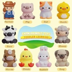 Learning Toy For Toddlers 1 2 3+ Years Old, 20 PCS Farm Animal Barn Toy & Finger Puppets, Montessori Educational Toy For Kids, Christmas Birthday Gift With 10 Animals & 10 Barns For Babies Boys Girls