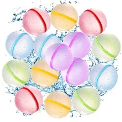 SOPPYCID 15pcs Water Balloons Quick Fill,Magnetic Water Balloons,Reusable Water Balloons Magnetic Self Sealing Happy Bombs,Age 3+ Toddler Pool Toys Beach Backyard Water Fight Games Summer Fun Toys