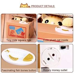 Cat Piggy Bank, 4.72 X 4.13 X 3.86 Inch Automatic Kitty Stealing Coin Penny Cents Money Collecting Saving Box Gift For Kids Children Christmas (Batteries Not Included) 11 Cat Piggy Bank, 4.72 X 4.13 X 3.86 Inch Automatic Kitty Stealing Coin Penny Cents Money Collecting Saving Box Gift For Kids Children Christmas (Batteries Not Included) -Folkmanis Toys Shop 51o1hM6NWgL