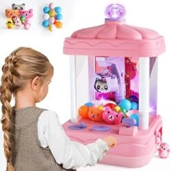 Ouzhimanxing Mini Claw Machine Toys & Games Fun Arcade Competition For Kids With 18 Random Plush Toys Included, Easy To Use Battery/USB Charging, Perfect Party Gift For Ages 3-8 (Yellow) -Folkmanis Toys Shop 51o4NaMa5UL. AC