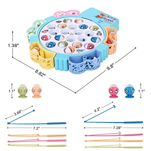 Magnetic Fishing Game Toys, Rotating Board Game With Music Including 21 Fishes And 5 Fishing Poles, Party Game Toys For Kids Age 3 4 5 6 7 And Up 7 Magnetic Fishing Game Toys, Rotating Board Game With Music Including 21 Fishes And 5 Fishing Poles, Party Game Toys For Kids Age 3 4 5 6 7 And Up - Image 5