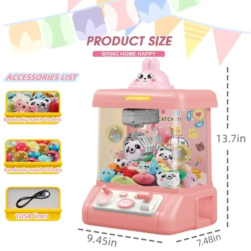 Mini Claw Machine – Feature LED Lights Adjustable Sounds Loud Sound Effects Claw Machine Arcade Game Toy Vending Machine With10Dolls,10 Twisted Egg,USB Cable ,Best Gift Toy 3 Mini Claw Machine – Feature LED Lights Adjustable Sounds Loud Sound Effects Claw Machine Arcade Game Toy Vending Machine With10Dolls,10 Twisted Egg,USB Cable ,Best Gift Toy