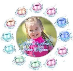 Reusable Water Balloons 24 Pack Instant Filling Self Sealing For Kids Indoor Outdoor, Refillable Magnetic Silicone Water Ball Baby Bath Toy For Summer Games Party, Pool Beach Toys For Splash Fun (24) -Folkmanis Toys Shop 51oOZQqWiL. AC
