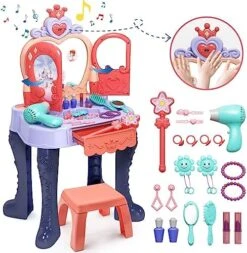 Eohemeral Toddler Vanity Makeup Table With Mirror And Chair, Open Doors By Gestures,Toddler Kids Vanity Set With Music Sound & Light Magic And Accessories, Girls Vanity For Toddlers 3-5 Years Old 16 Eohemeral Toddler Vanity Makeup Table With Mirror And Chair, Open Doors By Gestures,Toddler Kids Vanity Set With Music Sound & Light Magic And Accessories, Girls Vanity For Toddlers 3-5 Years Old -Folkmanis Toys Shop 51oObHTXTlL. AC