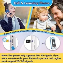 Kids Cell Phone Toddler Phone Real Play Phone For 3-12 Years Old Girls Boys 6 Inch HD Screen Electronic Learning Smart Phone Toy With MP3 Music Player Dual Cameras Birthday