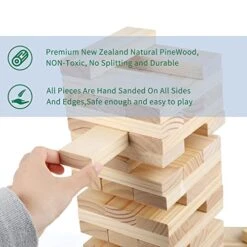 Steventoys Tumble Tower Set, 54PCS Large Timber Game With Storage Bag, Wooden Stacking Games For Kids Adults And Family, Outdoor And Indoor Play -Folkmanis Toys Shop 51odoXh9DJL