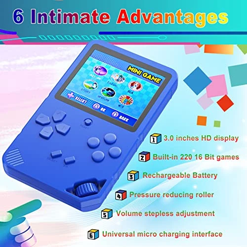 Great Boy Handheld Game Console For Kids Preloaded 220 Classic Retro 16 Bit Games With 3.0'' Color Display Rechargeable Arcade Gaming Player 5 Great Boy Handheld Game Console For Kids Preloaded 220 Classic Retro 16 Bit Games With 3.0'' Color Display Rechargeable Arcade Gaming Player - Image 3