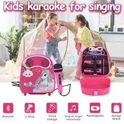 N/A NA Kids Karaoke Machine For Girls Boys With 2 Microphones Toddlers Bluetooth Karaoke Toy For Singing Portable Children Karaoke Speaker With Voice Changer For Christmas Holiday Birthday Gift -Folkmanis Toys Shop 51okZQXlVjL