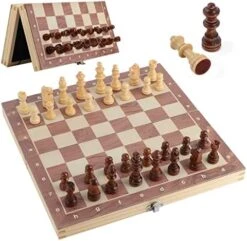 SOPHREPT Magnetic Handmade Wooden Travel Chess Set &Checkers Set 2 In 1 Folding Game Chessboard Toy Set With Storage Slot/Instruction Manual/Storage Bag, For Kids And Adults -Folkmanis Toys Shop 51ooD6TxKxL. AC
