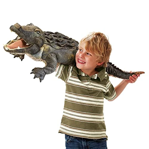 Folkmanis American Alligator Hand Puppet, Green, 1 EA 5 Folkmanis American Alligator Hand Puppet, Green, 1 EA - Image 3