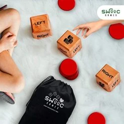 SWOOC Games - Giant Right Center Left Dice Game (All Weather) With 24 Large Chips & Carry Bag - Jumbo Wooden Lawn Game - Big Backyard Game For Family - Indoor/Outdoor