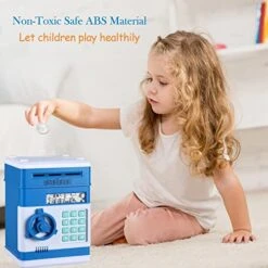SHOMOTE Kids Piggy Bank, Auto Scroll Paper Money Bank, Electronic ATM Machine With Safe Password, Coin Bank, Gifts Toys For 3 4 5 6 7 8 9 10 Years Old Boys Girls (Blue) -Folkmanis Toys Shop 51p0p5nyFwL